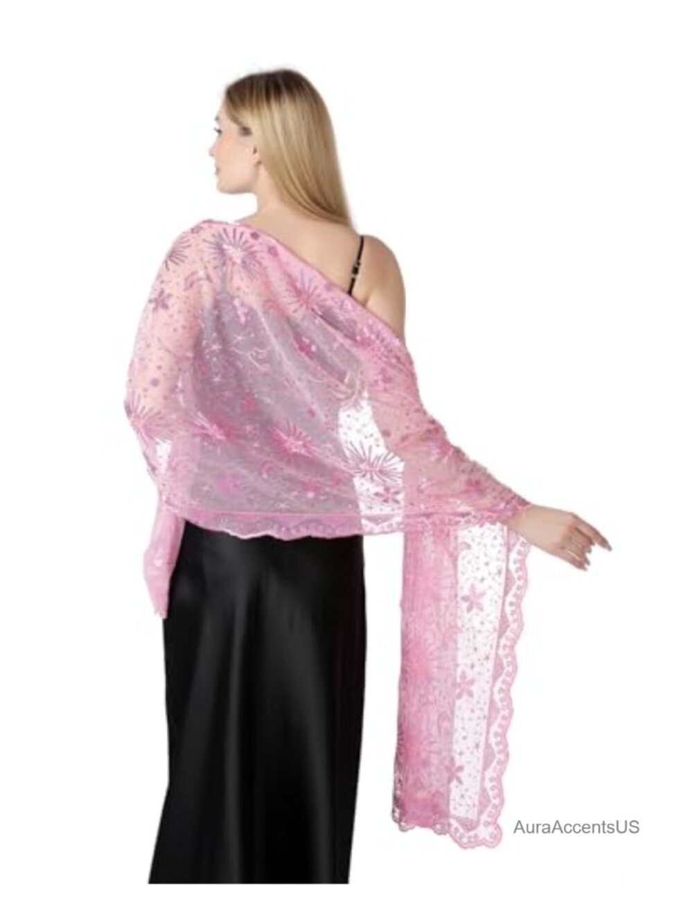 1920s Sequin Mesh Fringed Shawl Wrap Bridal Cape Evening Party